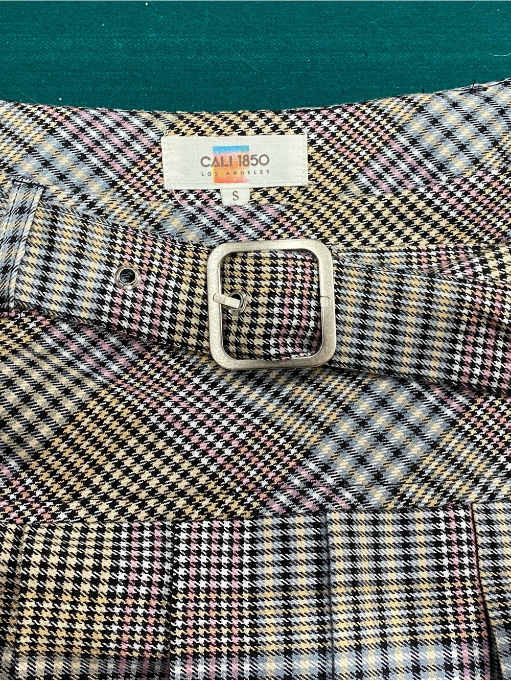 CALI 1850 Plaid Pleated Mini Skirt with Matching Belt - Multicolor - Picture 3 of 8